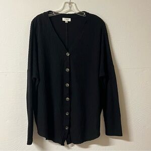 Umgee Black Button Front Oversized Top Women’s Size Small